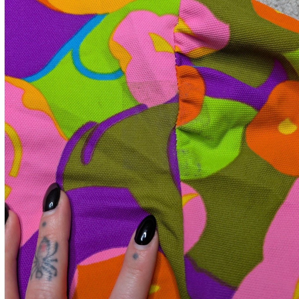 Vintage‎ Zazie Small Bright Rainbow Floral 90s Long Sleeve Peplum Fitted Top - Picture 6 of 6